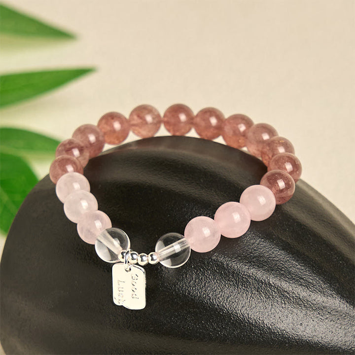 Pulsera de amuleto de la suerte con Buddha Stones, amatista, cuarzo rosa y cuarzo fresa - image 14