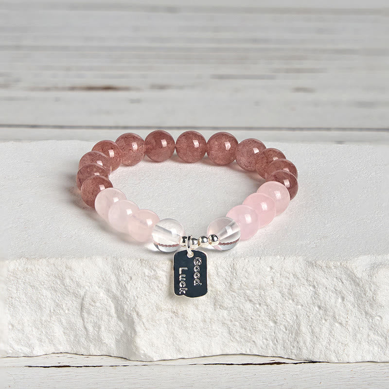Pulsera de amuleto de la suerte con Buddha Stones, amatista, cuarzo rosa y cuarzo fresa - Cuarzo rosa y cuarzo rosa (circunferencia de la muñeca: 15-17 cm) - image 12