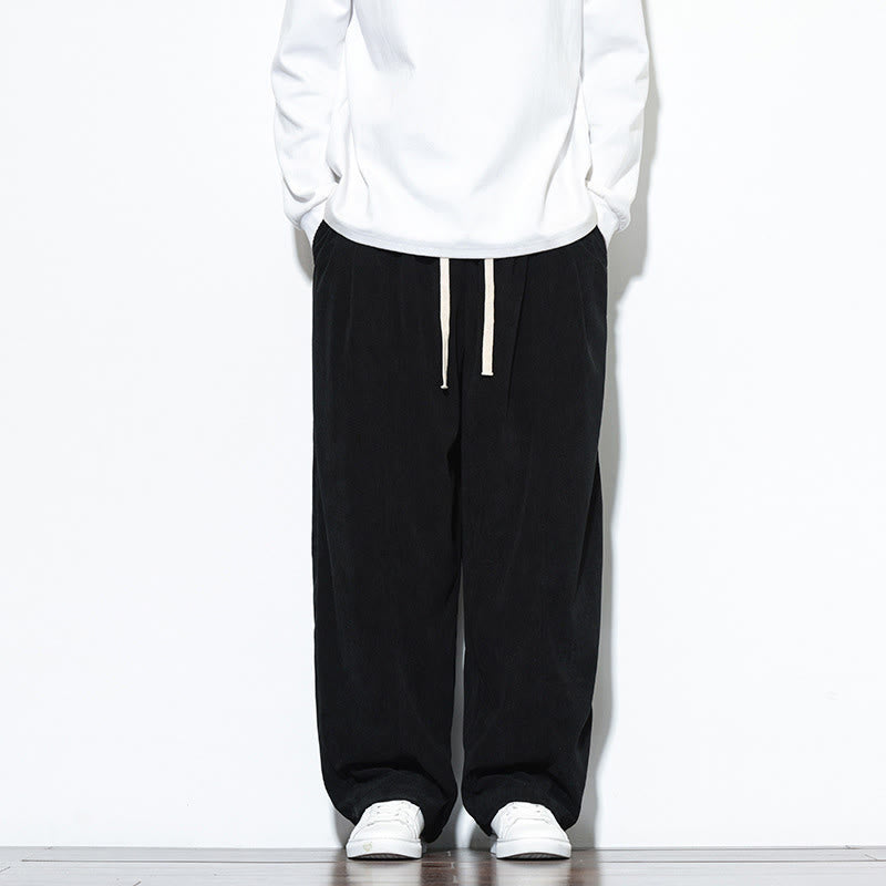 Pantalones harén de pana de algodón puro con cordón ajustable y bolsillos para hombre de Buddha Stones - Negro - US/UK/AU46, EU56 (5XL) - image 23