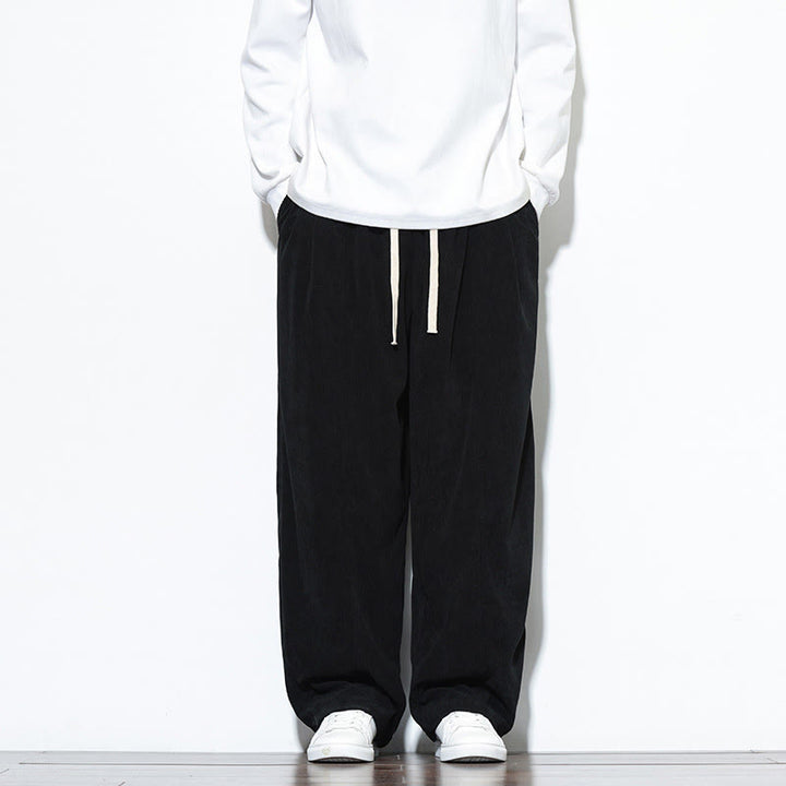 Pantalones harén de pana de algodón puro con cordón ajustable y bolsillos para hombre de Buddha Stones - Negro - US/UK/AU46, EU56 (5XL) - image 23