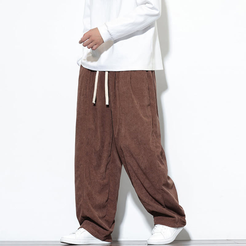 Pantalones harem para hombre de pana pura con cordón ajustable y estampado de Buddha Stones. - image 32