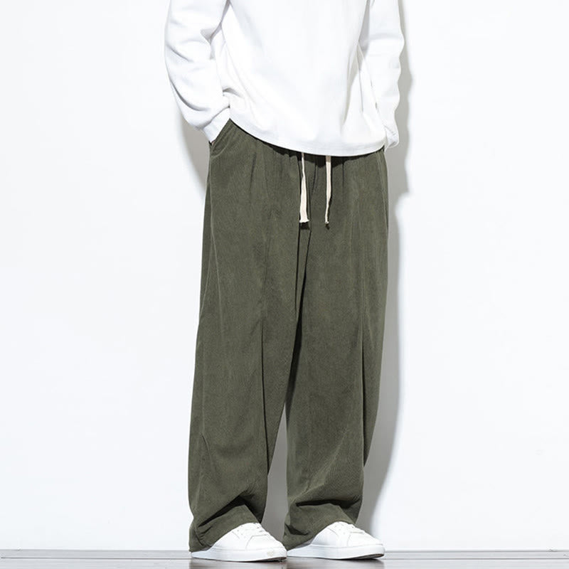 Pantalones harén de pana de algodón puro con cordón ajustable y bolsillos para hombre de Buddha Stones - image 9