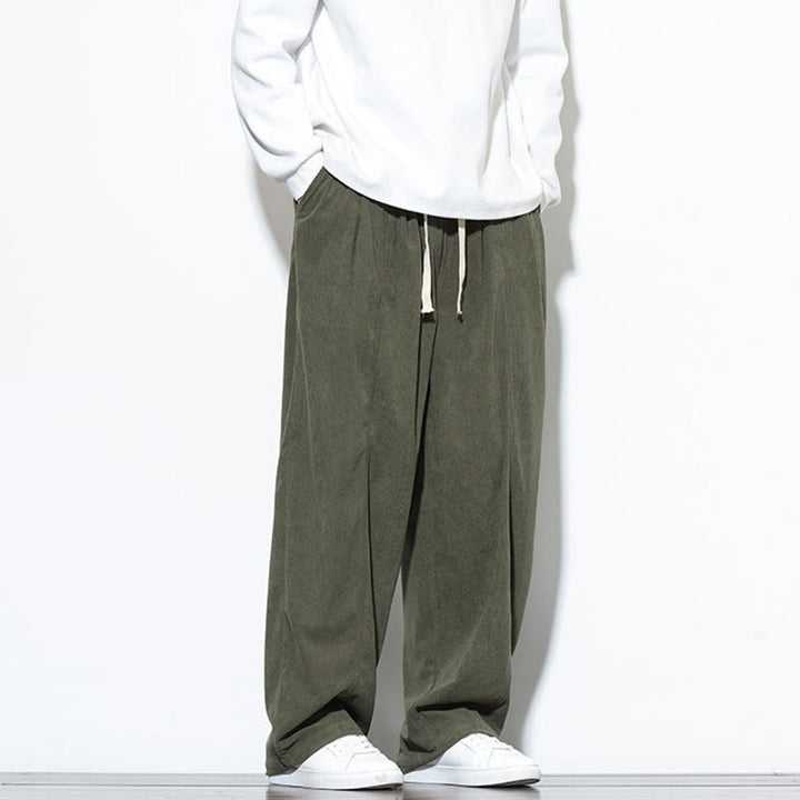 Pantalones harén de pana de algodón puro con cordón ajustable y bolsillos para hombre de Buddha Stones - image 9