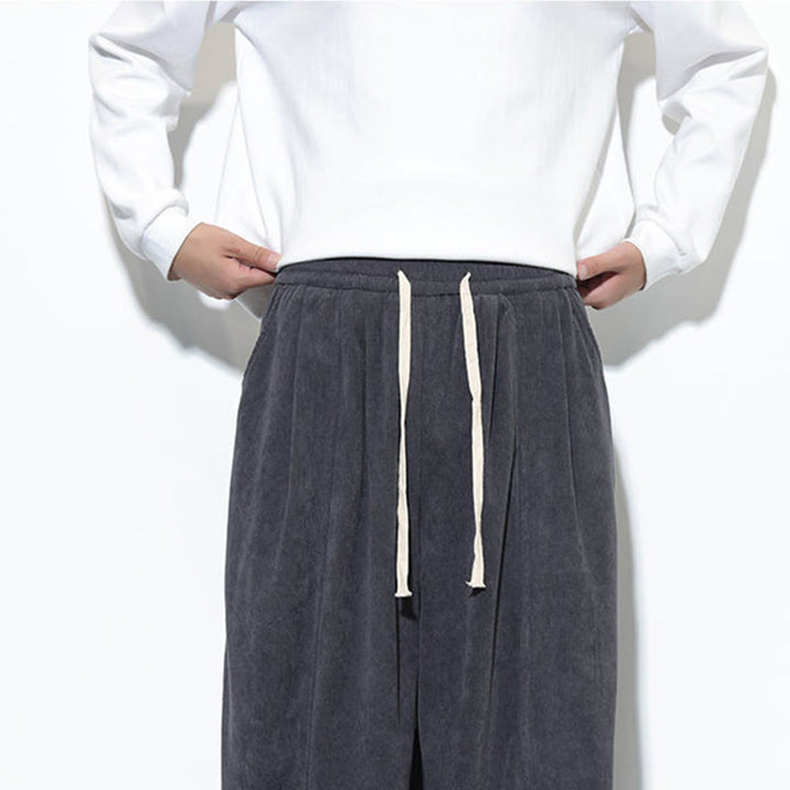 Pantalones harem para hombre de pana pura con cordón ajustable y estampado de Buddha Stones. - image 20