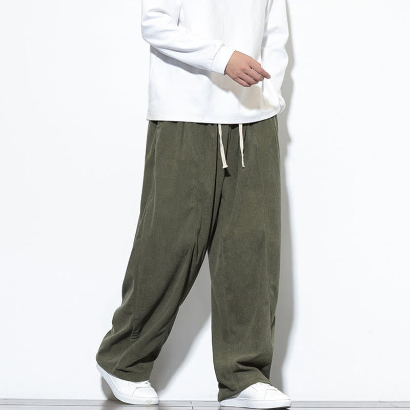 Pantalones harén de pana de algodón puro con cordón ajustable y bolsillos para hombre de Buddha Stones - image 7