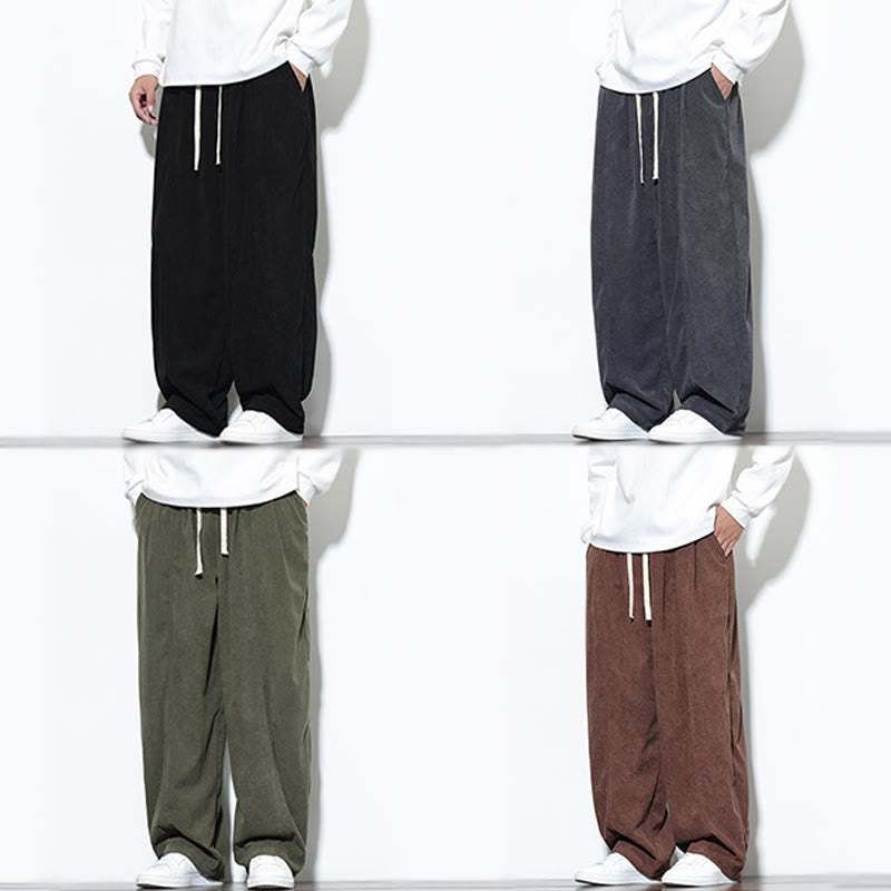 Pantalones harén de pana de algodón puro con cordón ajustable y bolsillos para hombre de Buddha Stones - image 38