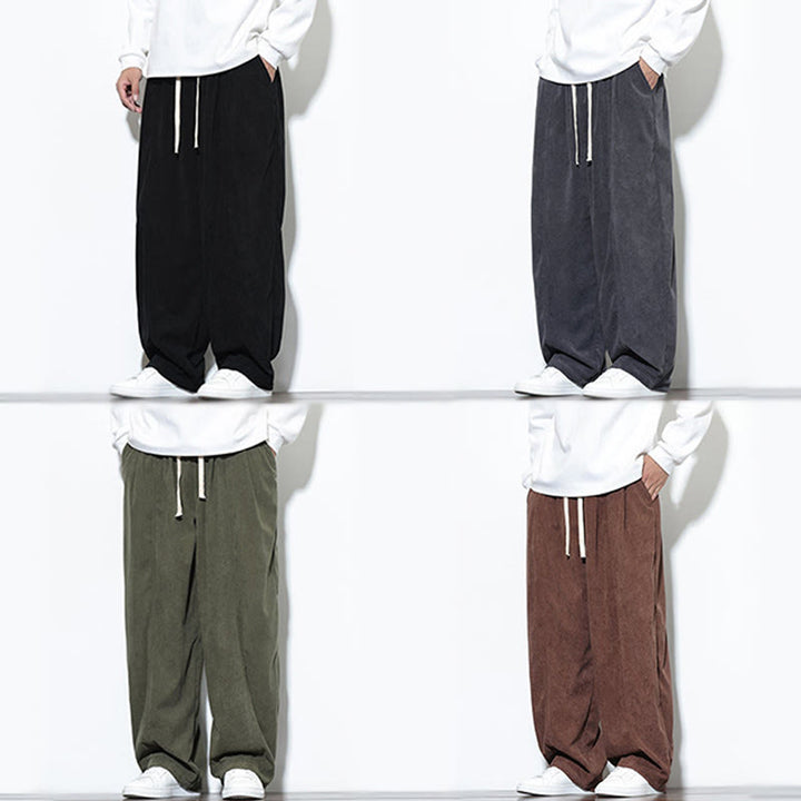Pantalones harén de pana de algodón puro con cordón ajustable y bolsillos para hombre de Buddha Stones - image 38