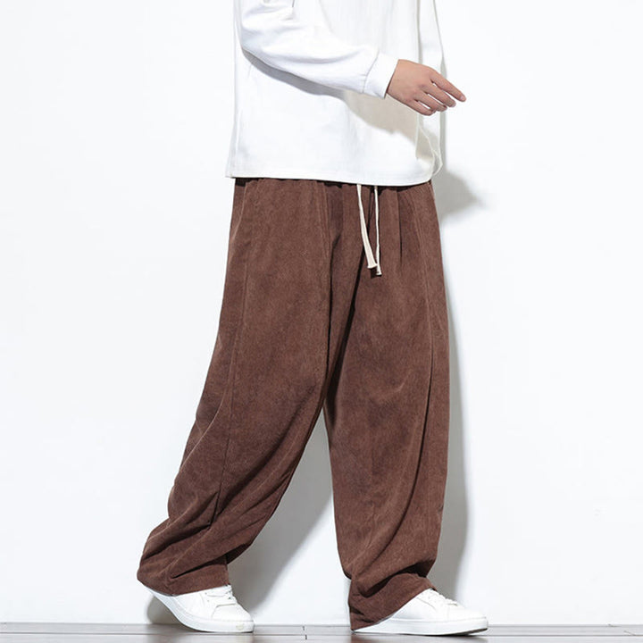 Pantalones harén de pana de algodón puro con cordón ajustable y bolsillos para hombre de Buddha Stones - image 33