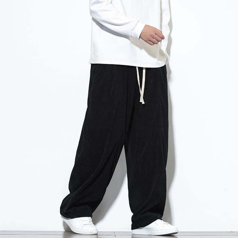 Pantalones harén de pana de algodón puro con cordón ajustable y bolsillos para hombre de Buddha Stones - image 25