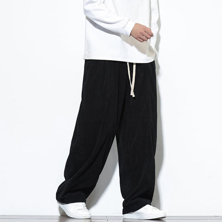 Pantalones harén de pana de algodón puro con cordón ajustable y bolsillos para hombre de Buddha Stones - image 25