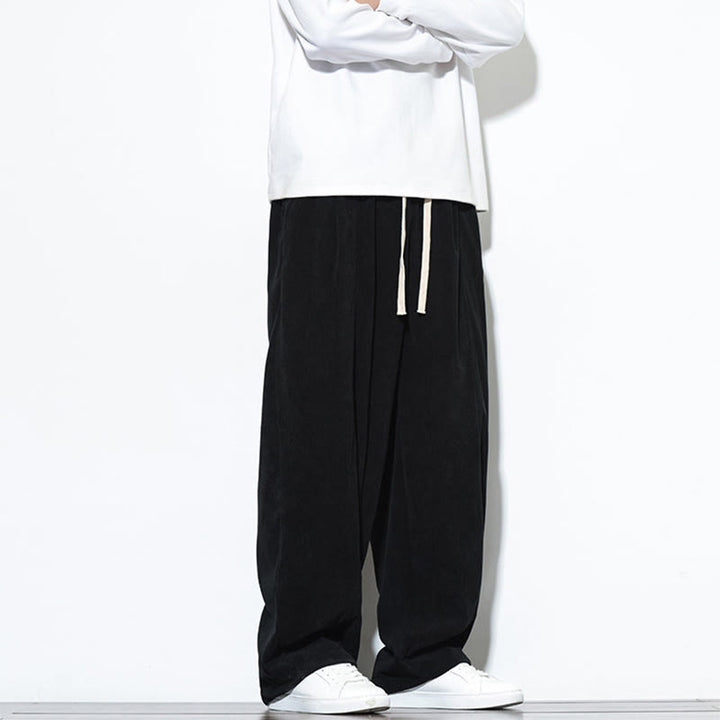 Pantalones harem para hombre de pana pura con cordón ajustable y estampado de Buddha Stones. - image 28
