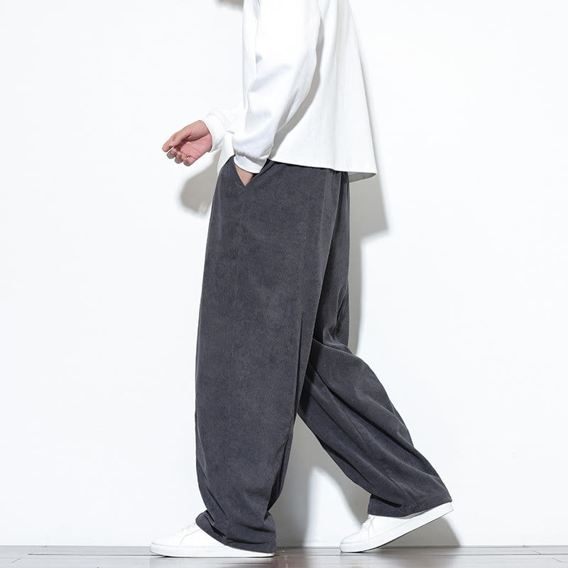 Pantalones harén de pana de algodón puro con cordón ajustable y bolsillos para hombre de Buddha Stones - image 15