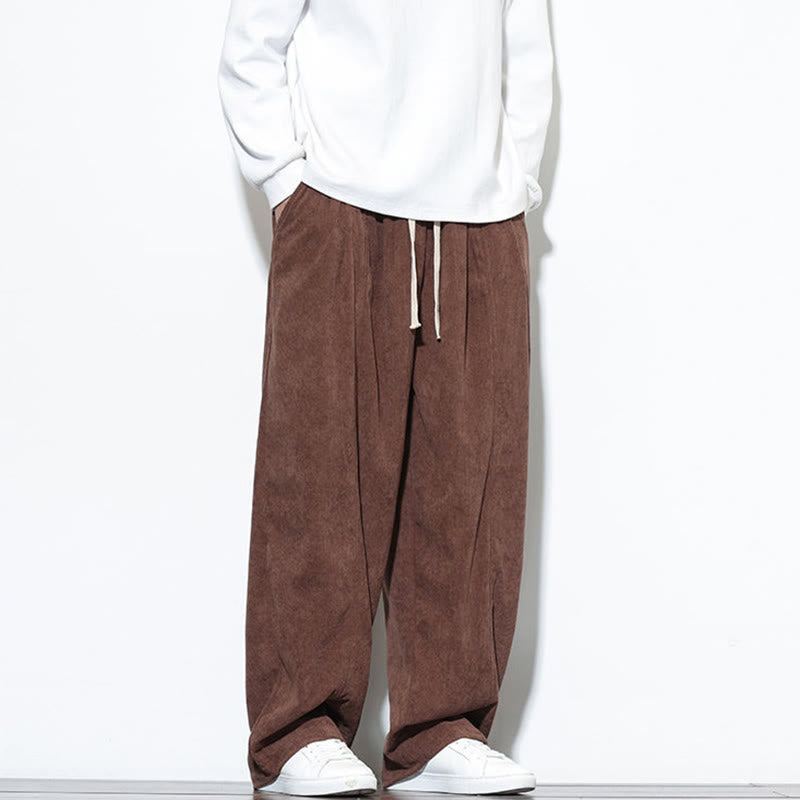 Pantalones harén de pana de algodón puro con cordón ajustable y bolsillos para hombre de Buddha Stones - image 35