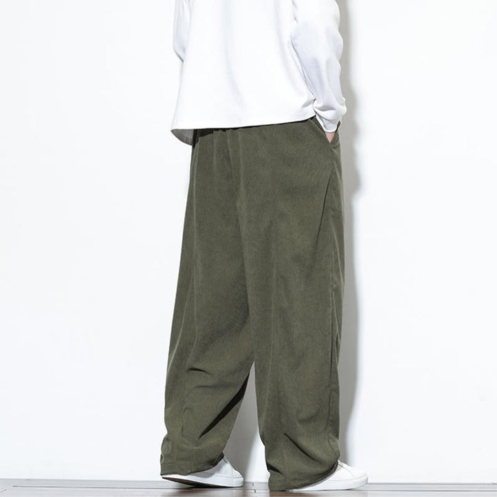 Pantalones harén de pana de algodón puro con cordón ajustable y bolsillos para hombre de Buddha Stones - image 6