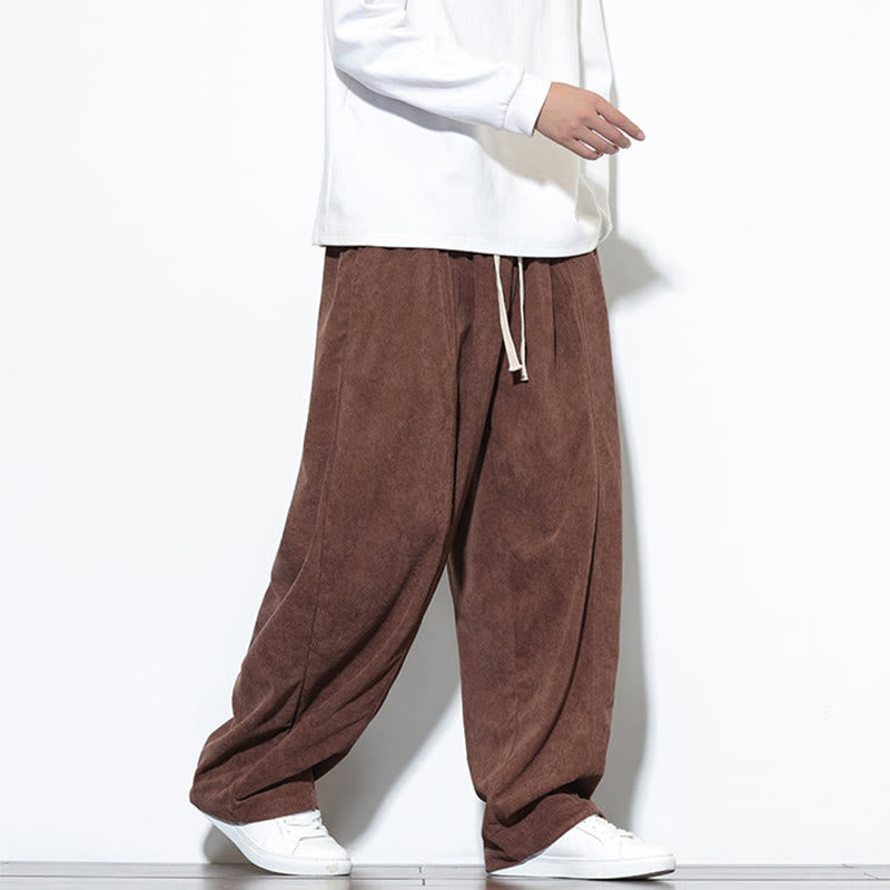 Pantalones harem para hombre de pana pura con cordón ajustable y estampado de Buddha Stones. - image 33