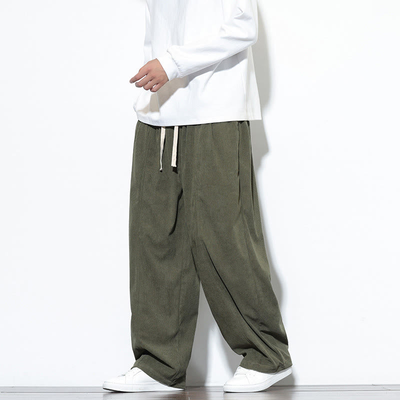 Pantalones harén de pana de algodón puro con cordón ajustable y bolsillos para hombre de Buddha Stones - image 2