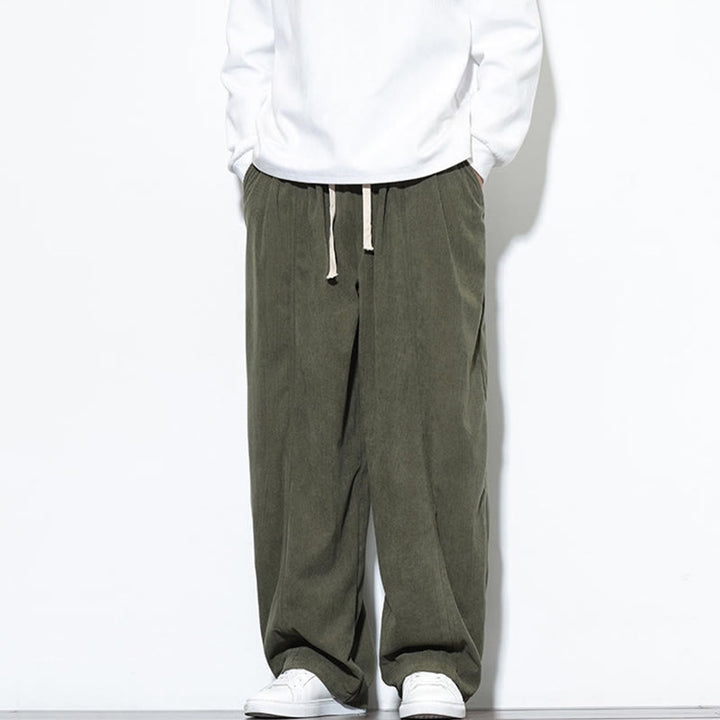 Pantalones harén de pana de algodón puro con cordón ajustable y bolsillos para hombre de Buddha Stones - image 5