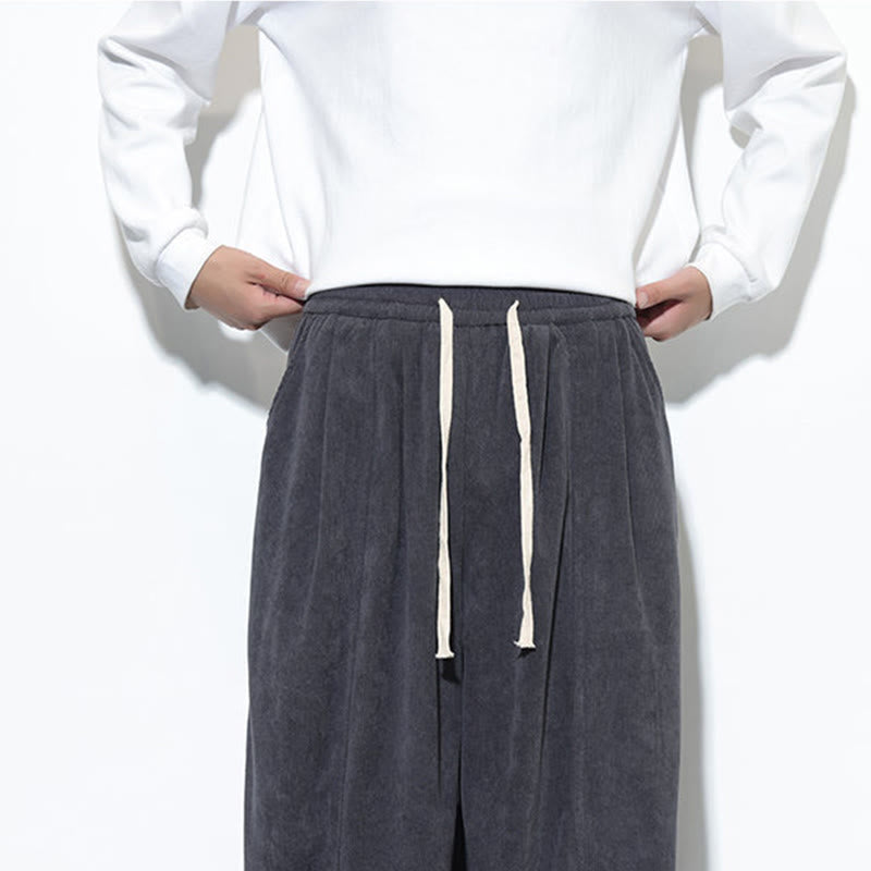 Pantalones harem para hombre de pana pura con cordón ajustable y estampado de Buddha Stones. - image 20