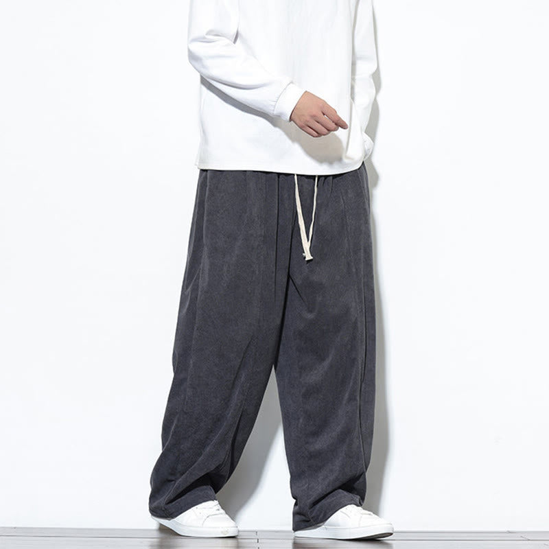 Pantalones harem para hombre de pana pura con cordón ajustable y estampado de Buddha Stones. - image 14