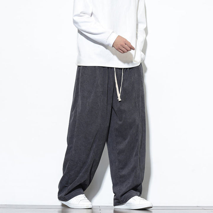 Pantalones harem para hombre de pana pura con cordón ajustable y estampado de Buddha Stones. - image 14