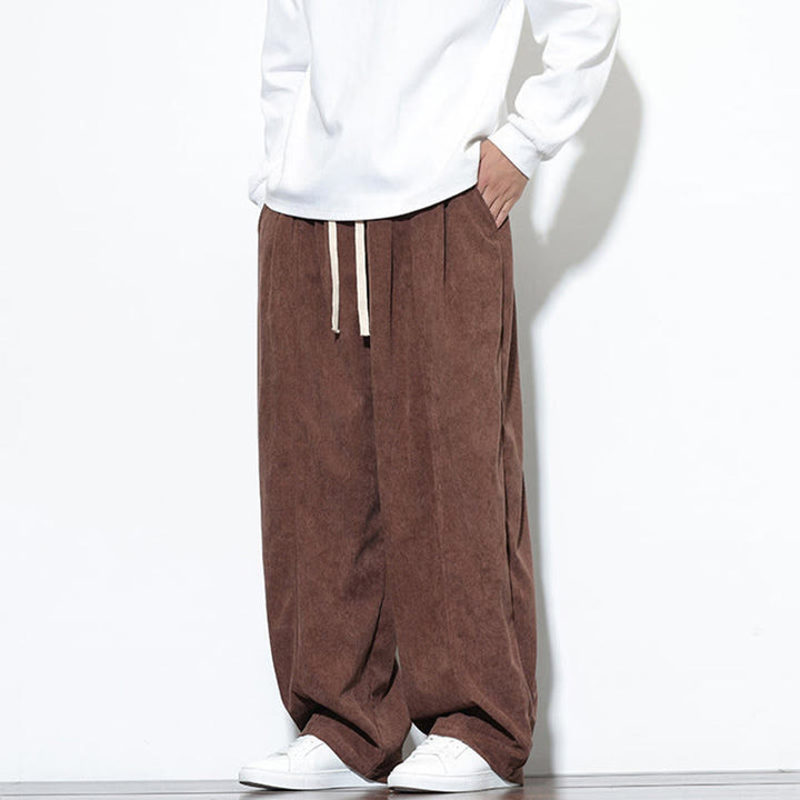 Pantalones harem para hombre de pana pura con cordón ajustable y estampado de Buddha Stones. - image 34