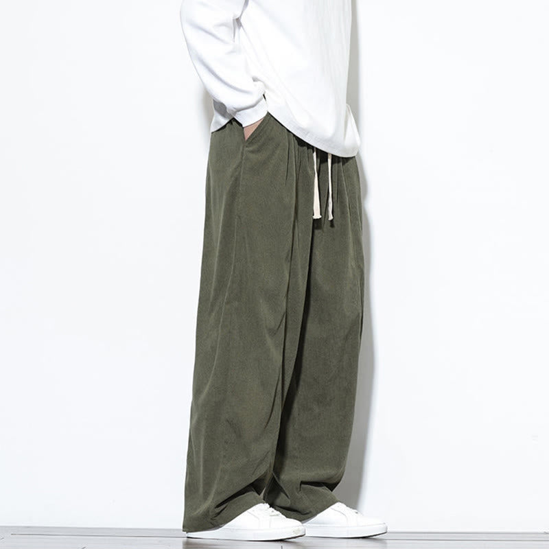 Pantalones harem para hombre de pana pura con cordón ajustable y estampado de Buddha Stones. - image 8