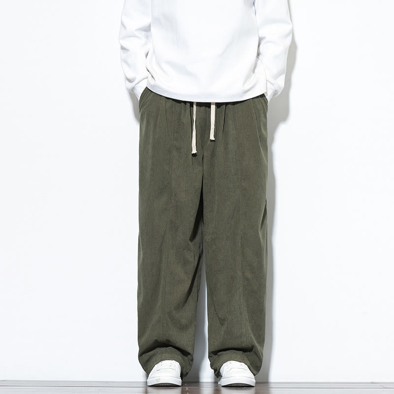 Pantalones harén de pana de algodón puro con cordón ajustable y bolsillos para hombre de Buddha Stones - image 1