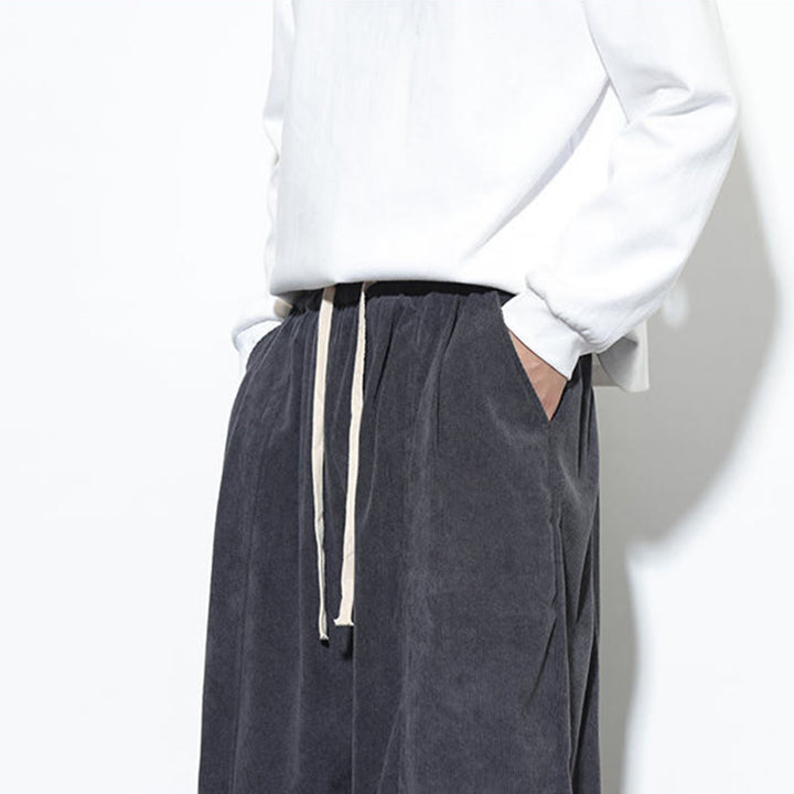 Pantalones harén de pana de algodón puro con cordón ajustable y bolsillos para hombre de Buddha Stones - image 21