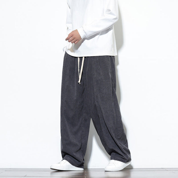 Pantalones harem para hombre de pana pura con cordón ajustable y estampado de Buddha Stones. - image 13