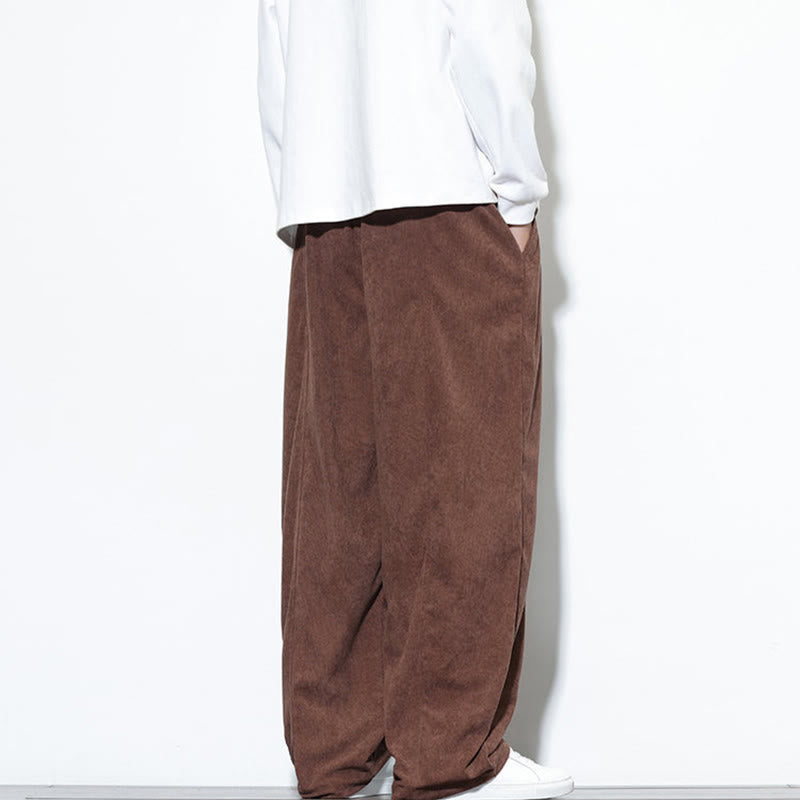 Pantalones harén de pana de algodón puro con cordón ajustable y bolsillos para hombre de Buddha Stones - image 37