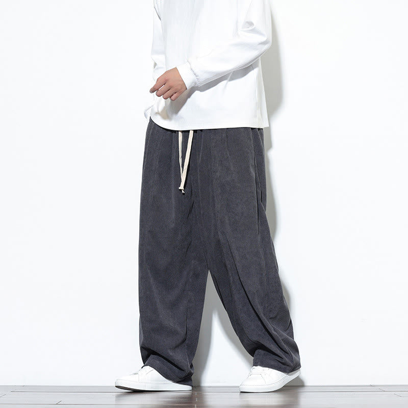 Pantalones harén de pana de algodón puro con cordón ajustable y bolsillos para hombre de Buddha Stones - image 13