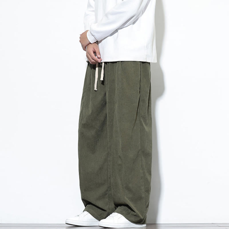 Pantalones harén de pana de algodón puro con cordón ajustable y bolsillos para hombre de Buddha Stones - image 4