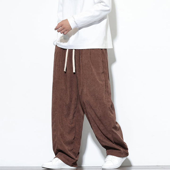 Pantalones harén de pana de algodón puro con cordón ajustable y bolsillos para hombre de Buddha Stones - image 32