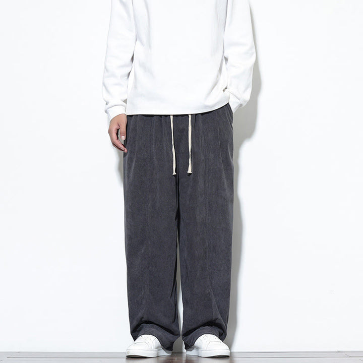 Pantalones harén de pana de algodón puro con cordón ajustable y bolsillos para hombre de Buddha Stones - Gris pizarra - US/UK/AU46, EU56 (5XL) - image 10