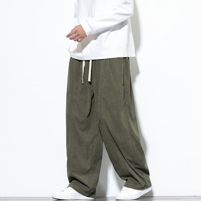 Pantalones harén de pana de algodón puro con cordón ajustable y bolsillos para hombre de Buddha Stones - image 3