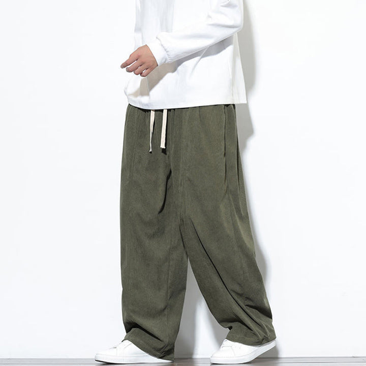 Pantalones harén de pana de algodón puro con cordón ajustable y bolsillos para hombre de Buddha Stones - image 3