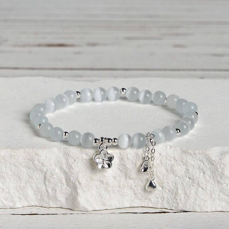 Pulsera de la paz con ojo de gato y flor de cerezo natural de Buddha Stones - image 2