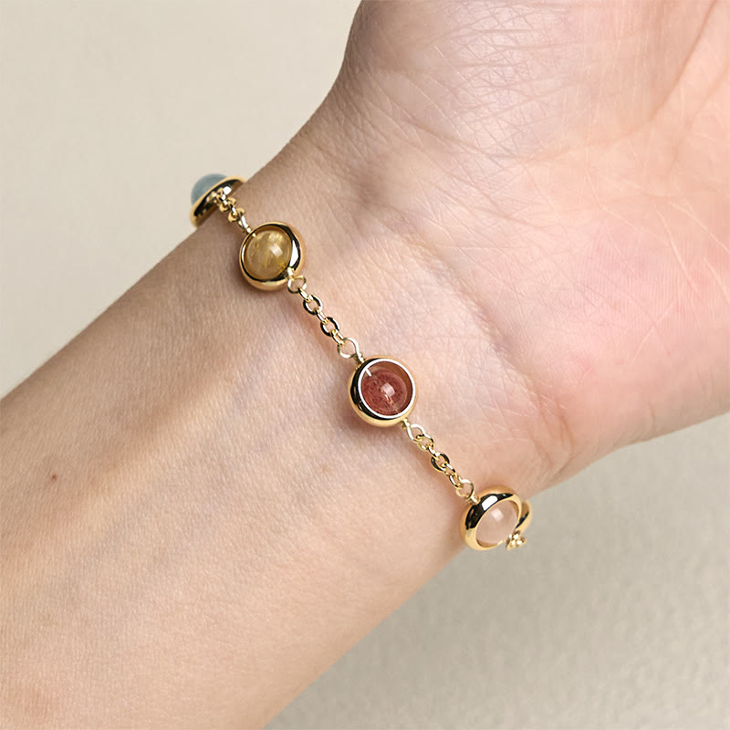 Pulsera de equilibrio de cuarzo fresa y amatista con cristales de colores de Buddha Stones - image 15