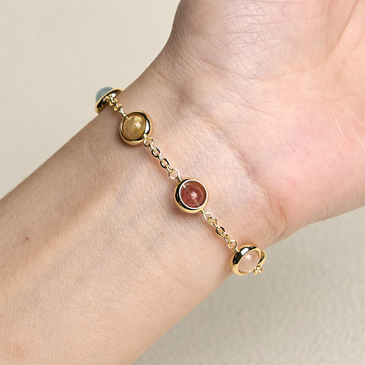 Pulsera de equilibrio de cuarzo fresa y amatista con cristales de colores de Buddha Stones - image 15