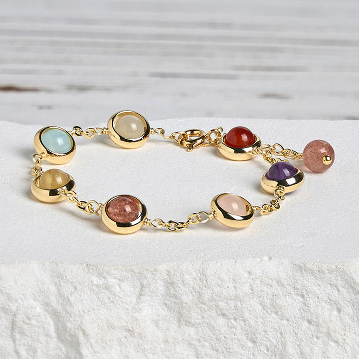 Pulsera de equilibrio de cuarzo fresa y amatista con cristales de colores de Buddha Stones - image 2