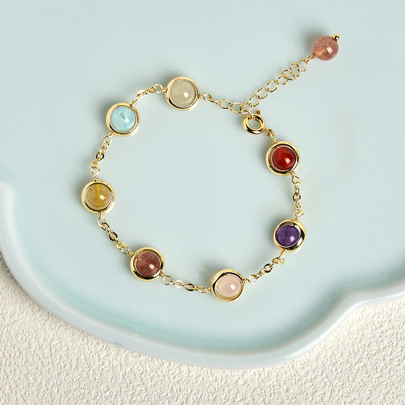 Pulsera de equilibrio de cuarzo fresa y amatista con cristales de colores de Buddha Stones - image 13