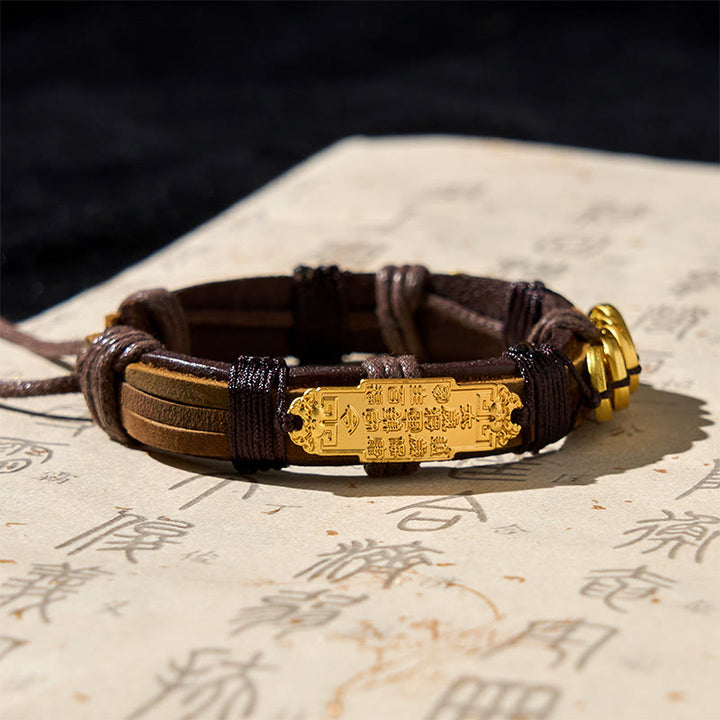 Pulsera de cuerda de cuero con Buddha Stones y monedas de los cinco emperadores Pi Xiu  - image 3