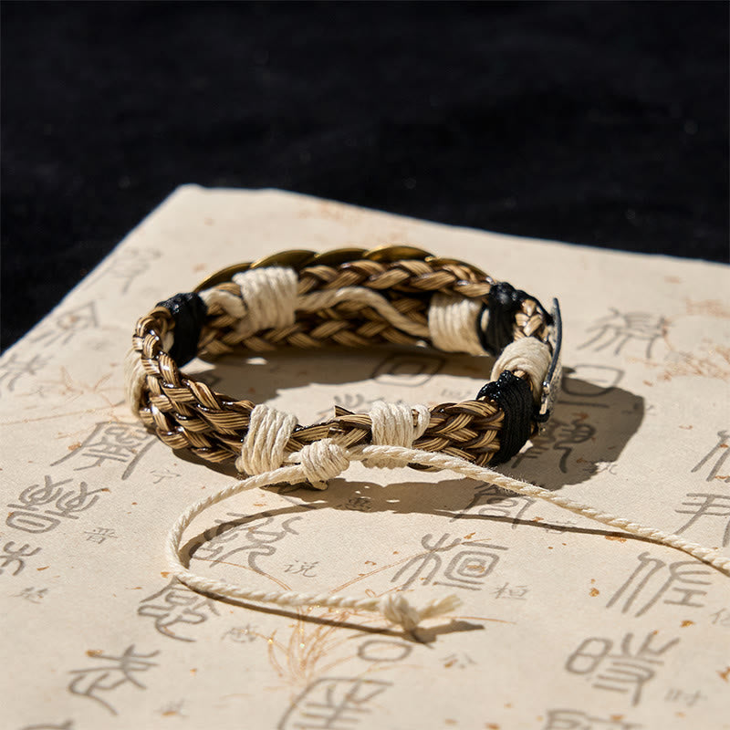 Pulsera de cuerda protectora con amuleto de las cinco monedas imperiales y Buddha Stones  - image 3