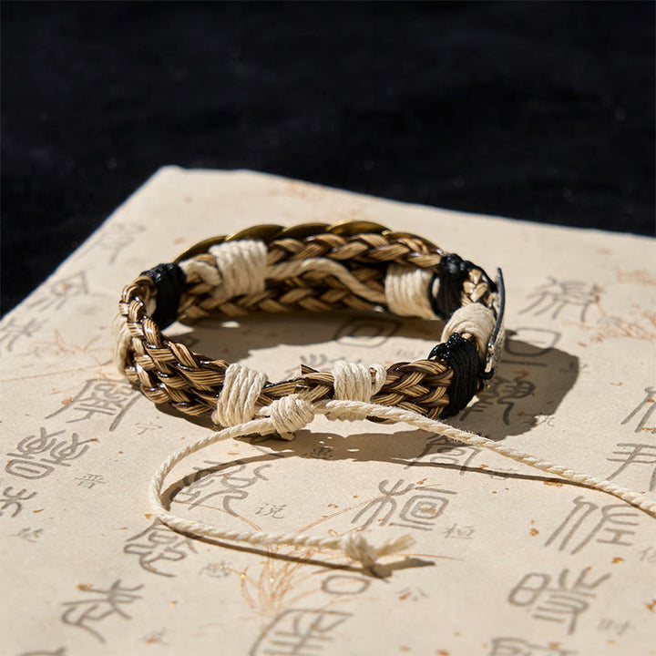 Pulsera de cuerda protectora con amuleto de las cinco monedas imperiales y Buddha Stones  - image 3