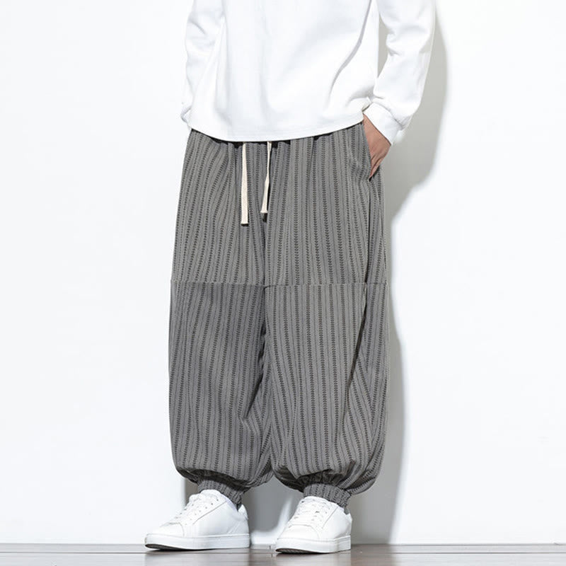 Pantalones de pana estilo harén para hombre con cordón y bolsillos, estampado de rayas otoñales y Buddha Stones - image 41