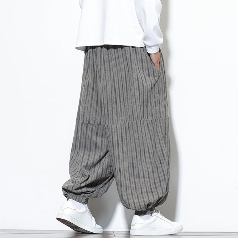 Pantalones de pana estilo harén para hombre con cordón y bolsillos, estampado de rayas otoñales y Buddha Stones - image 35