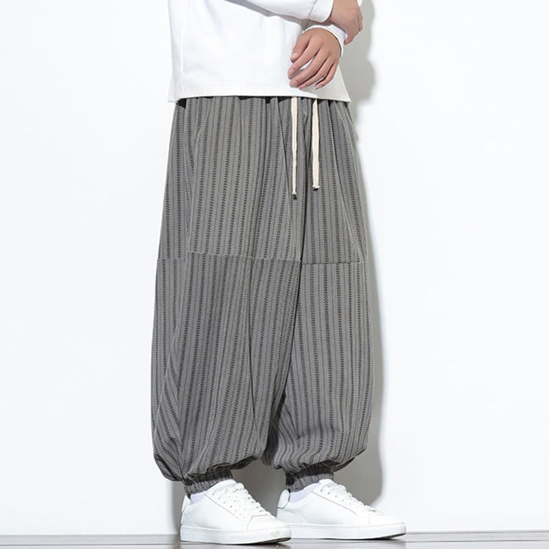 Pantalones de pana estilo harén para hombre con cordón y bolsillos, estampado de rayas otoñales y Buddha Stones - image 39