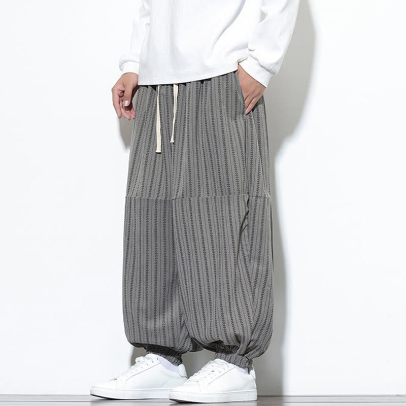 Pantalones de pana estilo harén para hombre con cordón y bolsillos, estampado de rayas otoñales y Buddha Stones - image 38