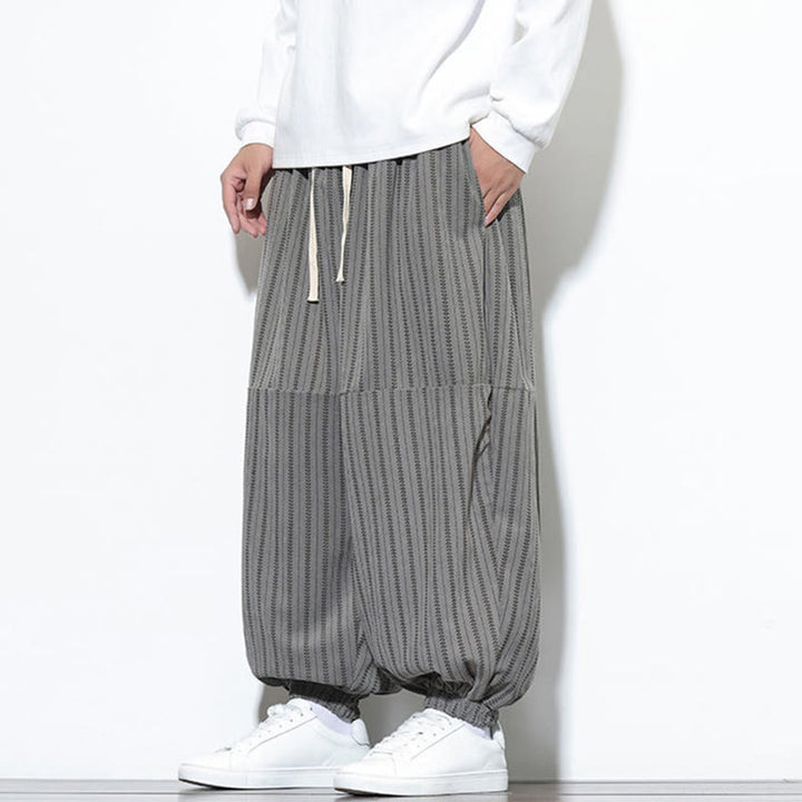 Pantalones de pana estilo harén para hombre con cordón y bolsillos, estampado de rayas otoñales y Buddha Stones - image 38