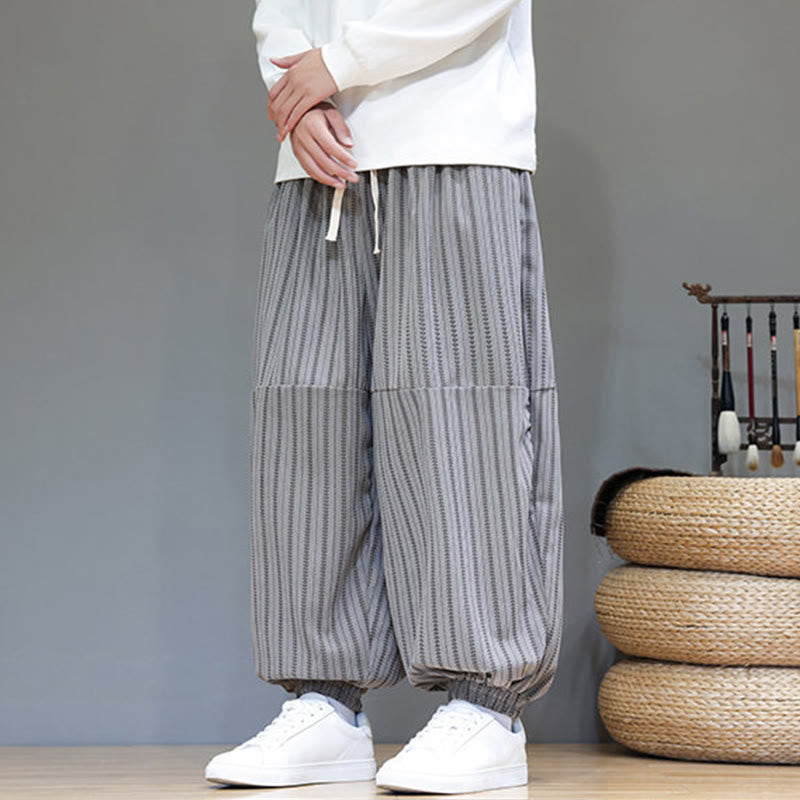 Pantalones de pana estilo harén para hombre con cordón y bolsillos, estampado de rayas otoñales y Buddha Stones - image 45